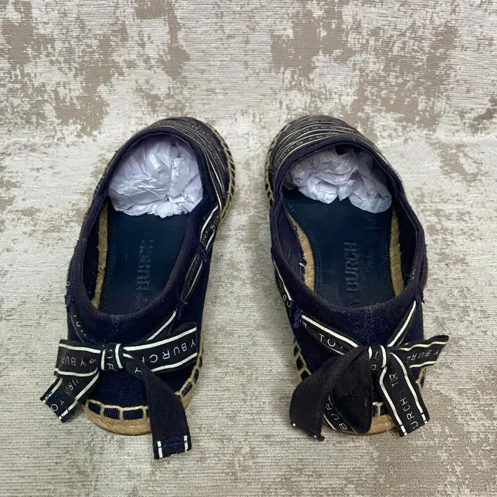 Tory Burch Tory Ribbon Espadrille in Perfect Navy/New Ivory